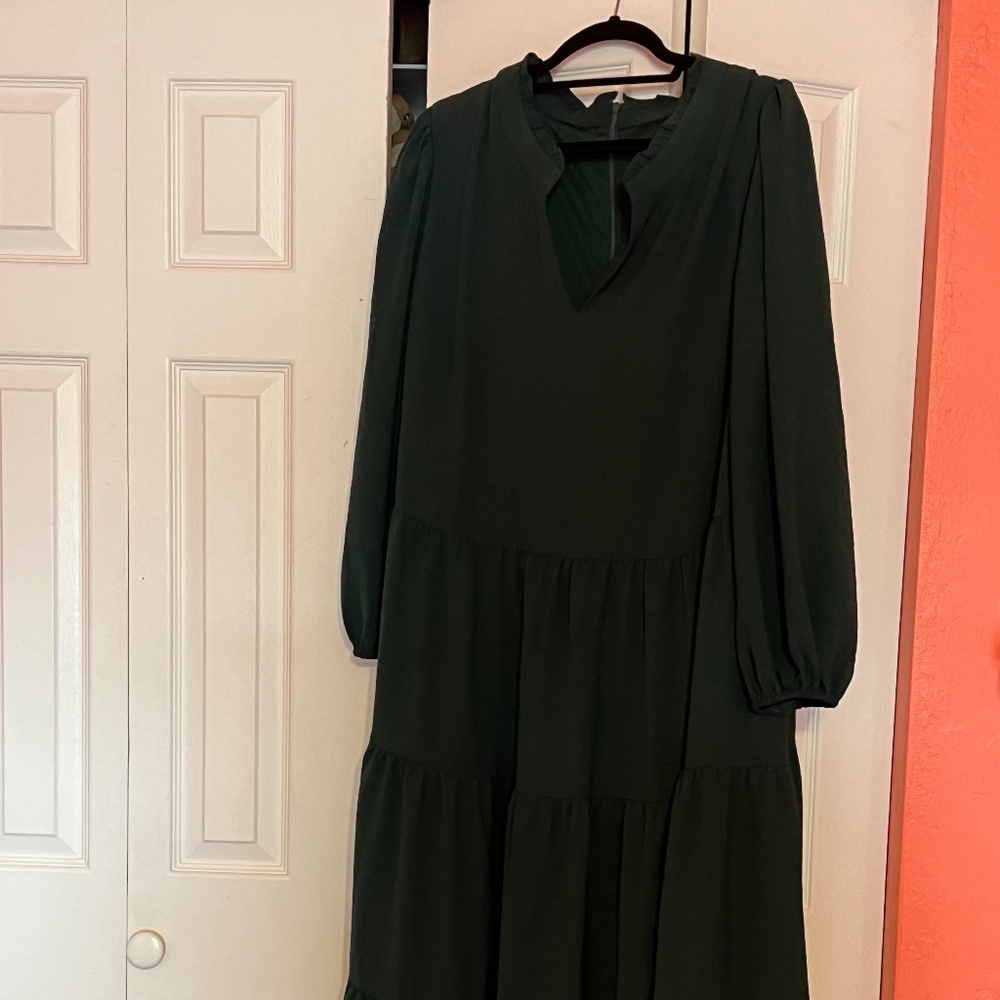 Jessica Howard Womens Green Zippered Ruffled Tiered Skirt Lined 24W